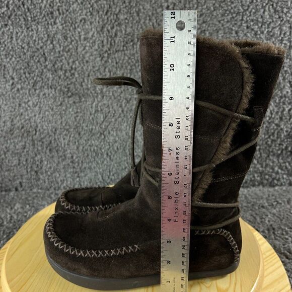 Kalso Earth Montage Beaver Negative Heel Boot Womens 6.5B Suede Brown Fur Lined - Picture 5 of 13